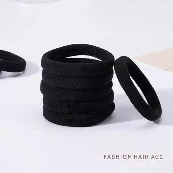 Seamless Elastic Hair Tie Set: No-Damage, Black Rubber Bands for Women, Headband and Hair Rope with Leather Case