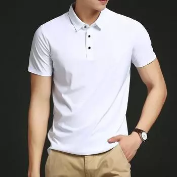 Seamless High-End Polo Shirt Men S Custom Fashion Brand Casual Short Sleeve Sports Business Polo T-Shirt Short Sleeve Men M белый