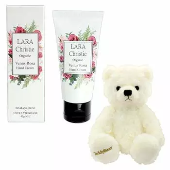 [Sears] Крем для рук Sears LARA Christie с плюшевым мишкой Venus Rosa, подарочный набор Pearl White Teddy lcs91-0001-tdt-01-w