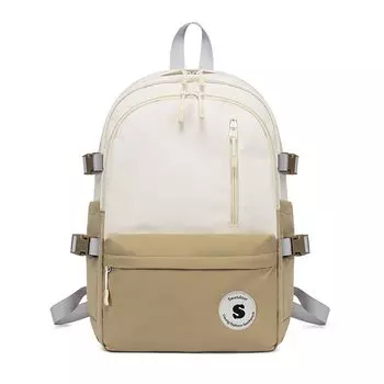 Seasdoor High School Student Large Capacity Female Double Backpack Beige