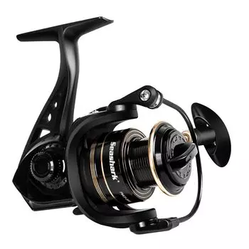 Seashark Spinning Fishing Reel FMCF Freshwater and Saltwater Fishing Reel Up to 18 lbs Carbon Resistance Fast Gear Ratio Premium Rolling Bearings and чёрный