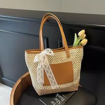 Seaside Holiday Beach Tote Bag Women s Large Capacity Straw Bag хаки