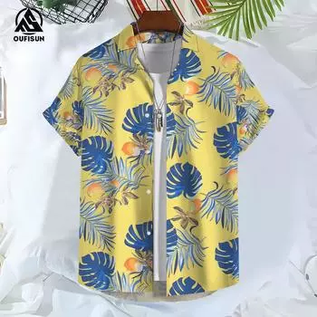 Seaside Holiday Tropical Rainforest Floral Print Men s Casual Short-sleeved Shirt Summer Fashion Wear Tops Men s Oversized Top S