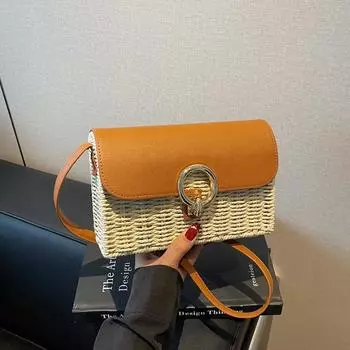 Seaside vacation woven bag women s new fashion small square bag casual versatile shoulder crossbody beach bag покинуть белый