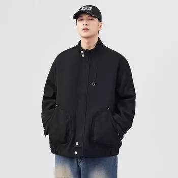 Сезонная черная куртка со стойкой воротником, мужская, свободного кроя, большого размера, в клетку, модный бренд, молодежная, универсальная, повседневная куртка, тренд M хаки