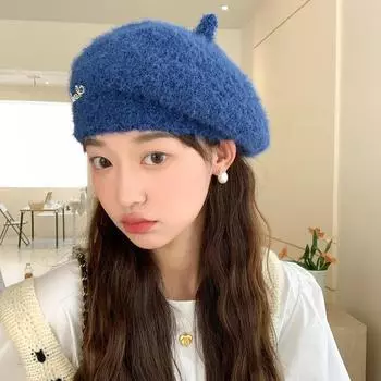 Новинка сезона, женская шапка с инкрустированными бриллиантами, вязаный шерстяной берет с алфавитом, зимняя теплая шапка-тыква Tide One Size