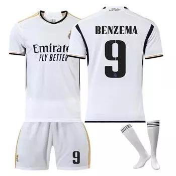 Season Real 2324 Madrid Number 9 Benzema Kid Adult Soccer Jersey Sport Apparel 22(120-130cm)