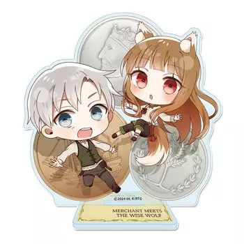 Seasonal Plants Spice and Wolf MERCHANT MEETS THE WISE WOLF Puchichoko Acrylic Stand Body 90 x 90 mm Acrylic [Coin] approx.