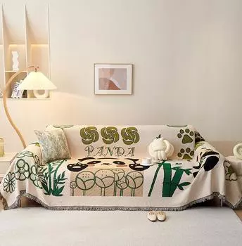 Seasonal Universal Tassel Edge Cotton Sofa Towel Double Sided Dust-proof Sofa Cover Household Comfortable Non Slip Cover Blanket 90x90cm 1pcs