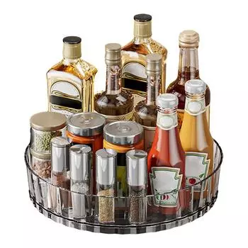 Стойка для приправ Многофункциональная настольная стойка для приправ Вращающаяся стойка для хранения Поворотная стойка для приправ Кухня бежевый