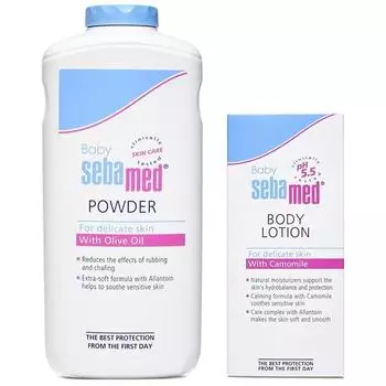 Sebamed Детская присыпка, 200 г и детский лосьон, 100 мл, комплект