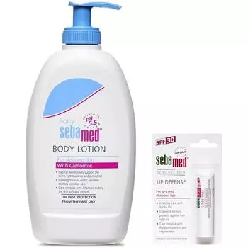 Sebamed Детский лосьон для тела, для всех типов кожи, 400 мл и защитный карандаш для губ SPF 30, 4,8 г