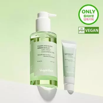 [Sebum Scrap] Глубоко очищающее масло Vegan Effect Clean & Glow Green Barley LHA 205 мл (+ подарочный план пены на 30 мл.), Корея очищение