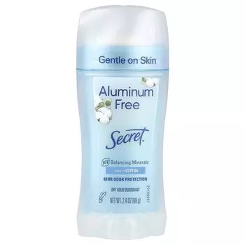 Secret, дезодорант без алюминия, хлопок, 2,4 унции (68 г)