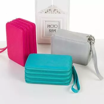 Secret Garden Большой вместительный пенал на молнии на 72 ручки 72 Slot PU Pen Bag чёрный