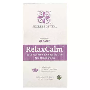 Secrets of Tea, RelaxCalm™, без кофеина, 20 чайных пакетиков, 1,41 унции (40 г)