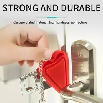 Security Portable Door Lock Latch No Drill Manual Hotel Room Devices for Add Security Holes Removable for Travel Safety No красный