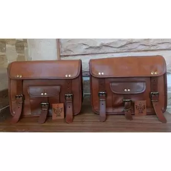 Седельные сумки Коричневая кожаная боковая сумка для мотоцикла Седельные сумки 2 сумки коричневый