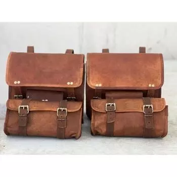 Седло для мотоцикла, 4 боковые сумки, винтажный кожаный поворотный рычаг, сумка для инструментов коричневый