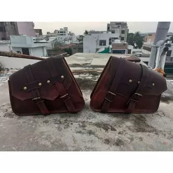 Седло мотоцикла из козьей кожи, седельная сумка для багажа для Sportster 11 x 9 x 4 in коричневый