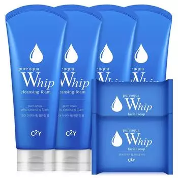 See2Y Pure Aqua Whip Foam Очищающая пенка 220 мл x 4 + Whip Soap x 2