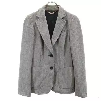 SEE BY CHLOE шерстяная блендовая приталенная куртка с длинным рукавом USA4 Серый Елочка Женская Б/У