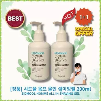 Seedmul Homme All-in Shaving Gel Tea Tree Centella asiatica Ингредиент Кушон-гель Растительного происхождения Прозрачный гель-типа, 2 шт., 200 мл