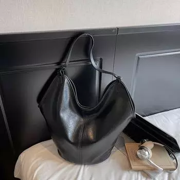 Сегодняшние популярные сумки, новые летние текстурные нишевые наплечные сумки, универсальные сумки-мессенджеры, сумки-ведра чёрный