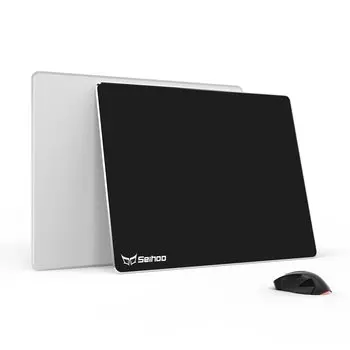 Seihoo Металлический алюминиевый коврик для мыши Премиум Жесткий Двусторонний Водонепроницаемый Ультра Гладкий Офисные Принадлежности Коврик Для Мыши Для Офиса И Игрового Ноутбука (Черный,