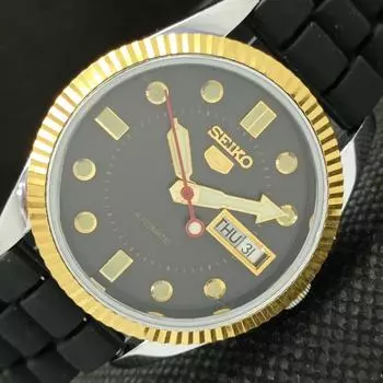 SEIKO 5 AUTOMATIC MENS JAPAN REFURBISHED BLACK DIAL WATCH a425759-2 R1028-a425759