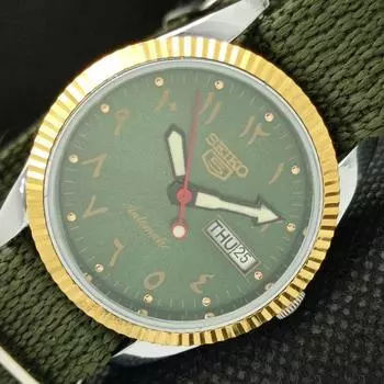 SEIKO 5 AUTOMATIC MENS JAPAN REFURBISHED GREEN DIAL WATCH a425769-2 R1028-a425769