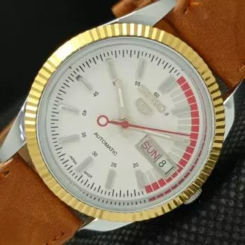 SEIKO 5 AUTOMATIC MENS REFURBISHED JAPAN WHITE DIAL WATCH a425761-2 R1028-a425761