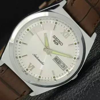 Seiko 5 АВТОМАТИЧЕСКИЕ МУЖСКИЕ ВОССТАНОВЛЕННЫЕ 6309A ЯПОНИЯ СЕРЕБРЯНЫЕ ЧАСЫ С ЦИФЕРБЛАТОМ a425821-2 R1028-a425821