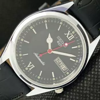 Seiko 5 АВТОМАТИЧЕСКИЕ МУЖСКИЕ ВОССТАНОВЛЕННЫЕ ЧАСЫ 7009A ИЗ ЯПОНИИ С ЧЕРНЫМ ЦИФЕРБЛАТОМ a425751-2 R1028-a425751