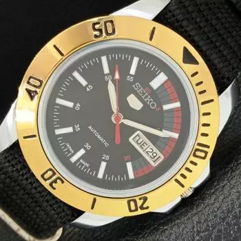 SEIKO 5 АВТОМАТИЧЕСКИЕ МУЖСКИЕ ЯПОНИЯ 6309A ВОССТАНОВЛЕННЫЕ ЧАСЫ С ЧЕРНЫМ ЦИФЕРБЛАТОМ a426525-2 RL-a426525