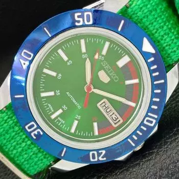 SEIKO 5 АВТОМАТИЧЕСКИЕ ВОССТАНОВЛЕННЫЕ 6309A ЯПОНИЯ МУЖСКИЕ ЧАСЫ С ЗЕЛЕНЫМ ЦИФЕРБЛАТОМ a426534-2 RL-a426534
