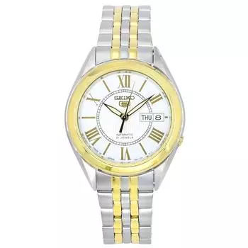 Seiko 5 двухцветный серебряный циферблат из нержавеющей стали с 21 драгоценным камнем автоматические мужские часы SNKL36J1