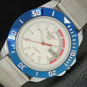 SEIKO 5 JAPAN MENS AUTOMATIC 6309A ВОССТАНОВЛЕННЫЕ ЧАСЫ С БЕЛЫМ ЦИФЕРБЛАТОМ a426533-2 RL-a426533