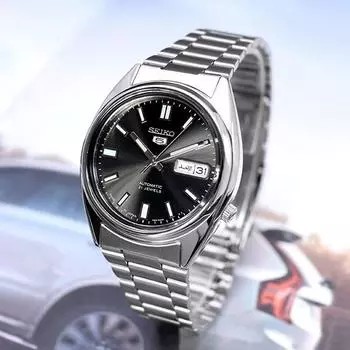 Seiko 5 Мужские автоматические металлические часы угольного цвета