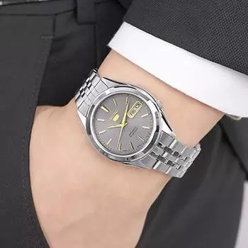 Seiko 5 Мужские японские автоматические серо-синие комбинированные металлические часы
