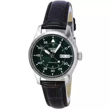 Seiko 5 Sports GMT Kelly Green Flieger Suit Стиль кожаный ремешок Автоматические мужские часы SRPJ89K1 100M зелёный