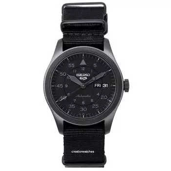 Seiko 5 Sports Stealth нейлоновый ремешок с черным циферблатом, автоматические мужские часы SRPJ11 SRPJ11K1 SRPJ11K 100M чёрный