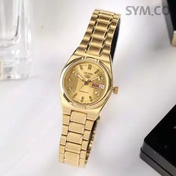Seiko 5 Женские автоматические часы Day-Date Classic Gold Metal SYM600K1