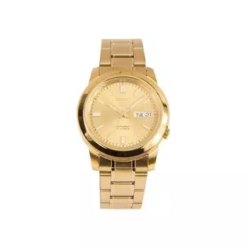 Seiko 5 золотых тонов из нержавеющей стали с золотым циферблатом, 21 камень, автоматические мужские часы SNKK20K1 золотой