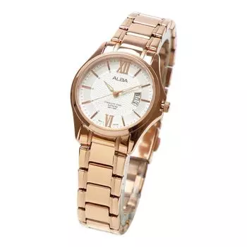 SEIKO ALBA Alba Quartz AH7F26X1 женские розовое золото розовое золото нержавеющая сталь деловые аналоговые часы с календарем и датой женские простые часы с браслетом [Товар] золотой