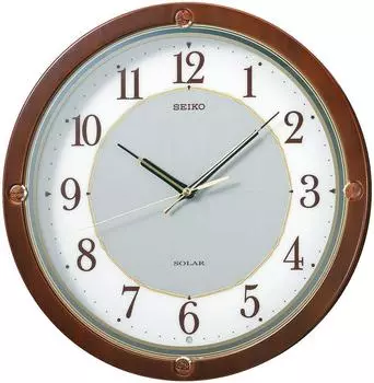 Seiko Часы настенные радиочасы аналоговые деревянная рамка коричневый дерево SF232B SOLAR+ коричневый