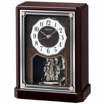 Seiko Часы настольные часы радио аналоговые вращающиеся декоративные деревянные рамки темно-коричневого дерева BY243B SEIKO