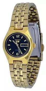 [Seiko] Часы SEIKO Seiko 5 Корпус и браслет из нержавеющей стали золотистого оттенка, черный циферблат, день недели и дата, сделано в Японии, автоматический механизм SYMK38K1