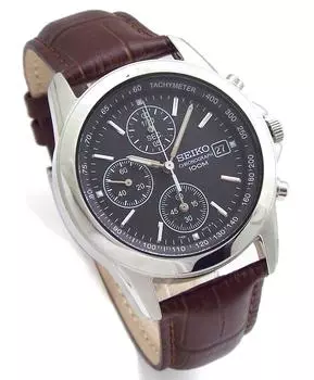 SEIKO Chronograph Watch Genuine Leather Belt Set Officially Distributed by Seiko in Japan Black SND309P1/BR [Parallel Import]