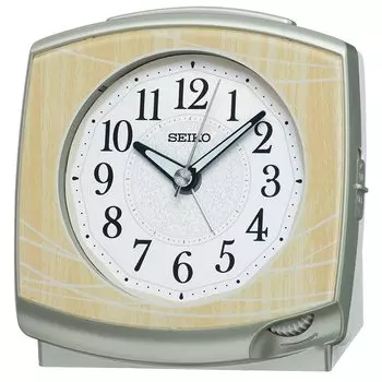 Seiko Clock Alarm Clock Light Brown Wood Grain Pattern 115 x 116 x 81mm KR516A